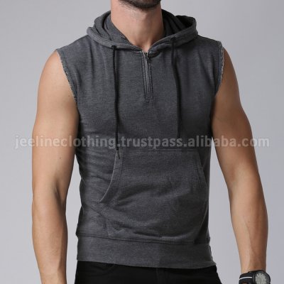 3 Quarter Zip Sleeveless Hoodies